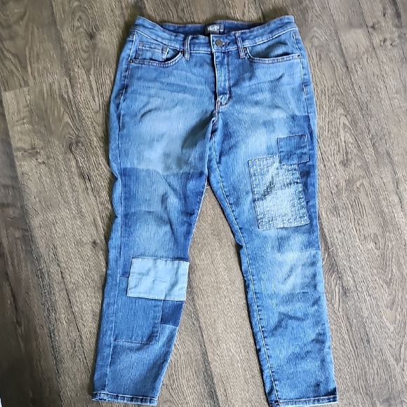 Martha Stewart Blue Patchwork Jeans Size 10p Women - Picture 1 of 7